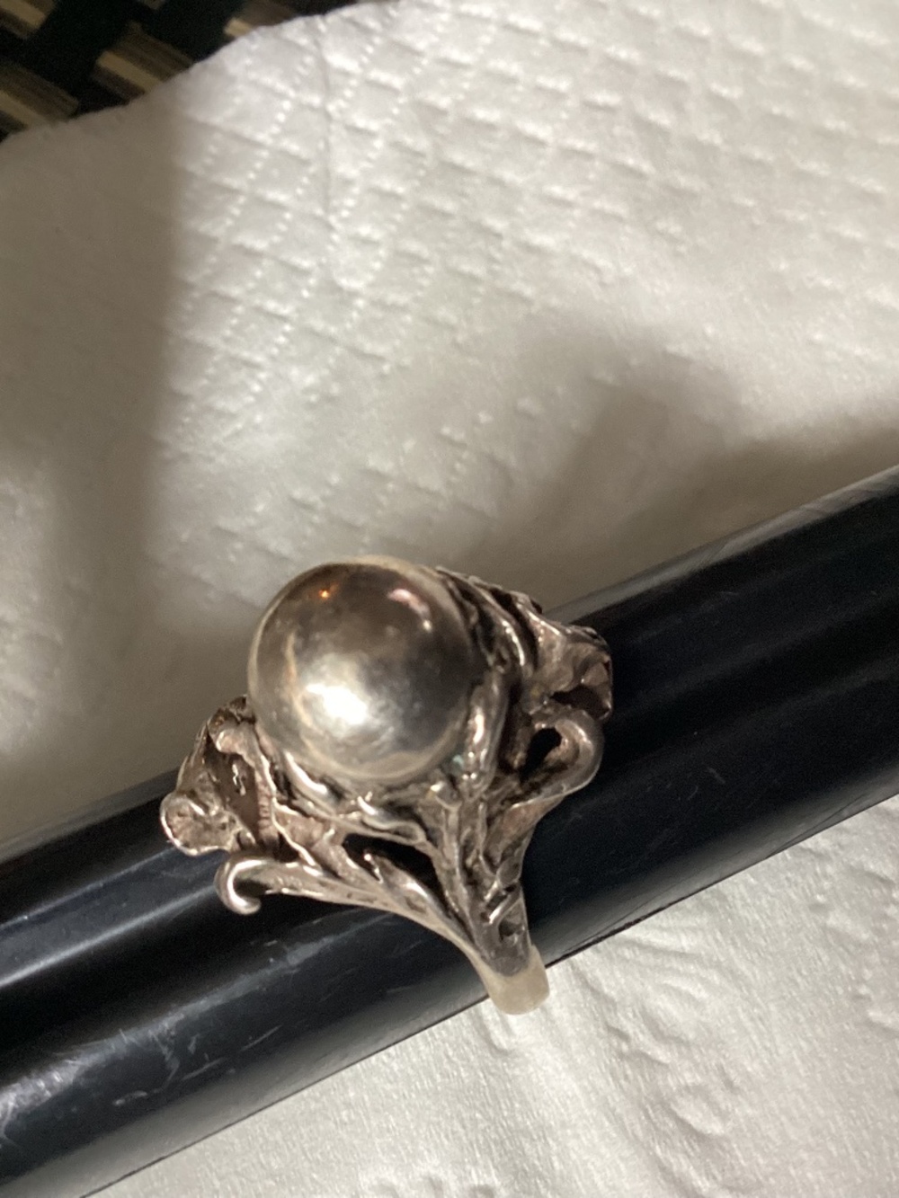 VICTORIAN sterling perfume carrier ring, ornate heavy Sterling very DETAILED